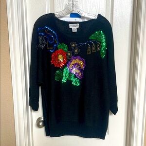 Vintage Victoria Jones Woman beaded & sequin sweater with dolman sleeve size 1x